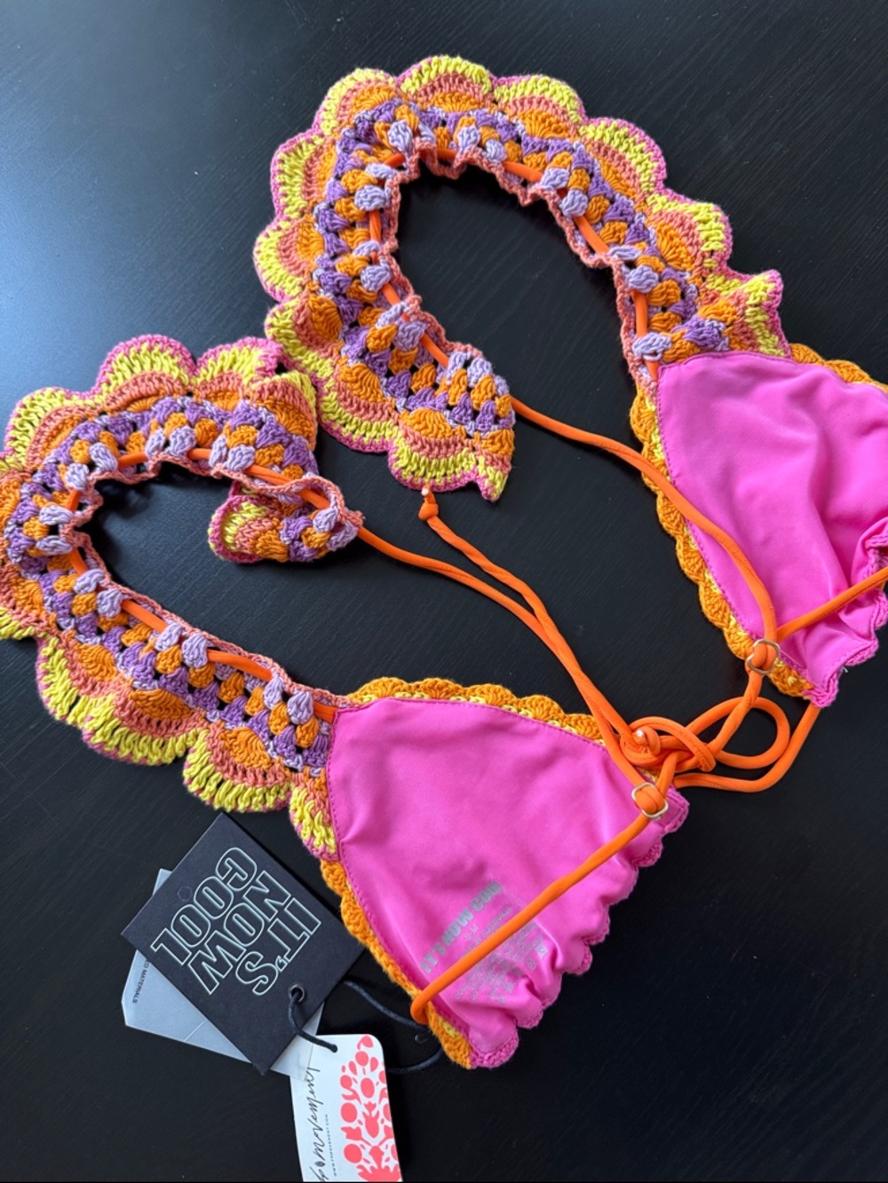 Free People Crochet Ruffle Bikini Set in Pink and Orange - Picture 10 of 10